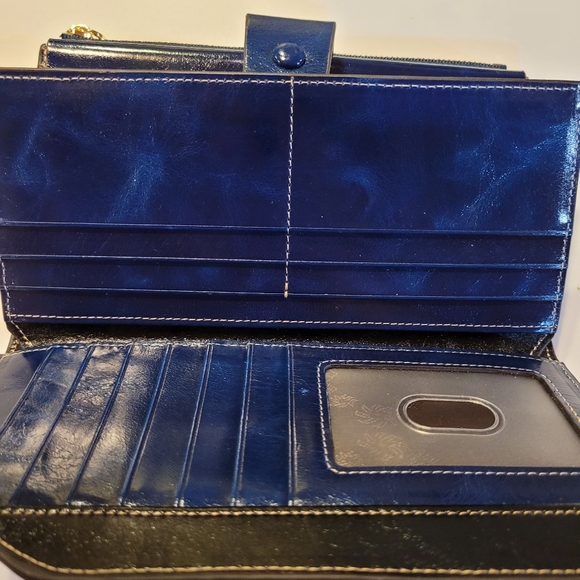 Yaluxe waxed a genuine leather wallet.  Blue. - Picture 5 of 13